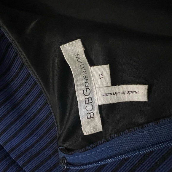 BCBG Navy and Black Sheer Sleeve Mini Dress - Picture 5 of 10